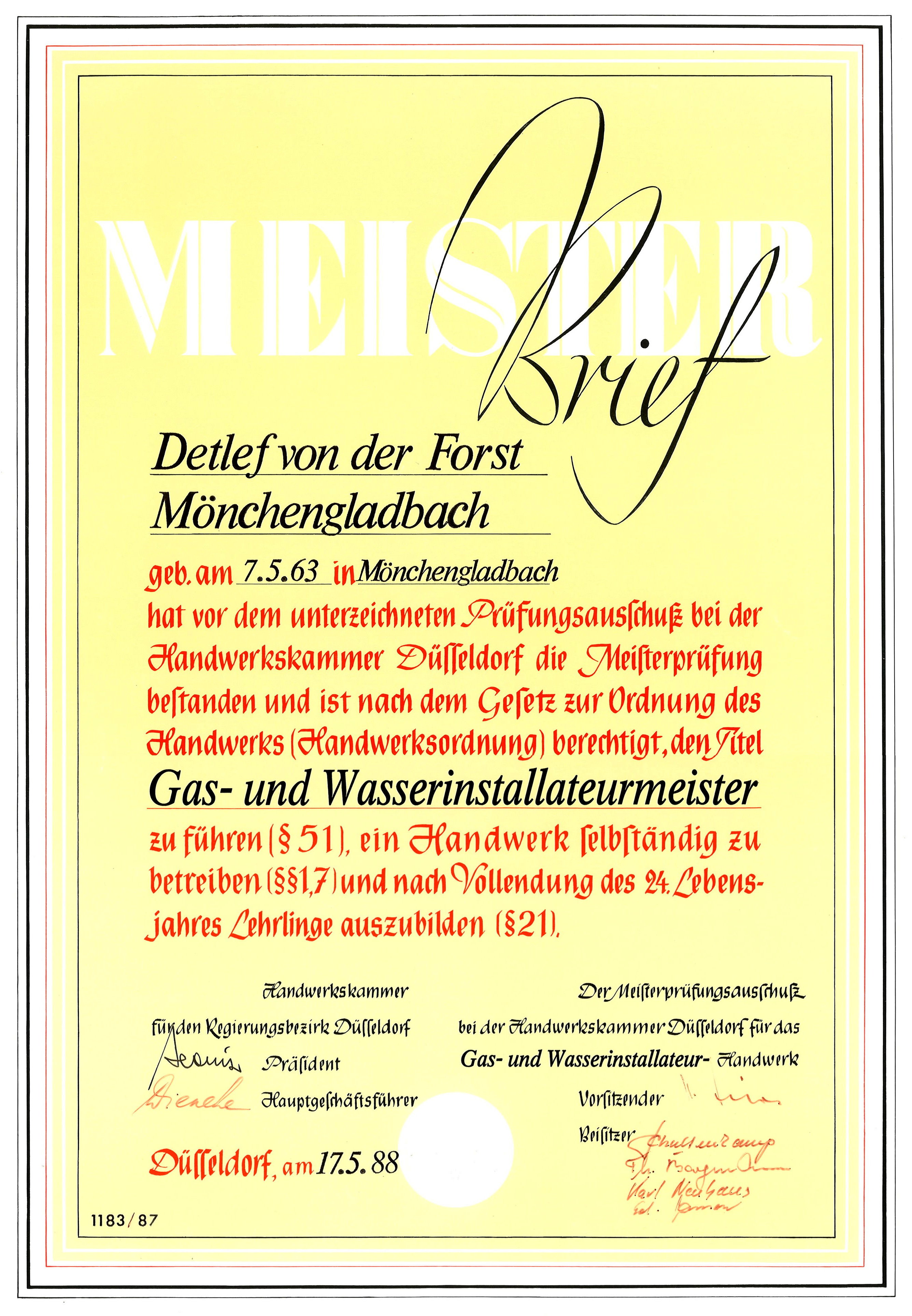 Gas- und Wasserinstallateurmeister